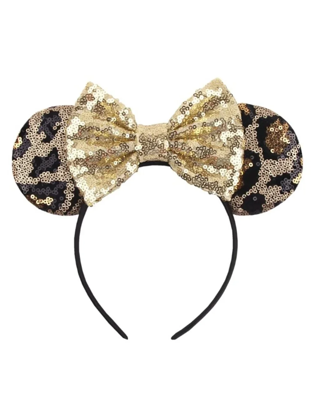 Women Leopard/Gold Shiny Bow Mickey Mouse Hair Headband For Cosplay